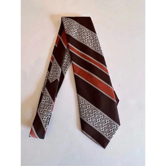 Vintage 𝅺Givenchy brown and ivory striped mens tie - Picture 1 of 6